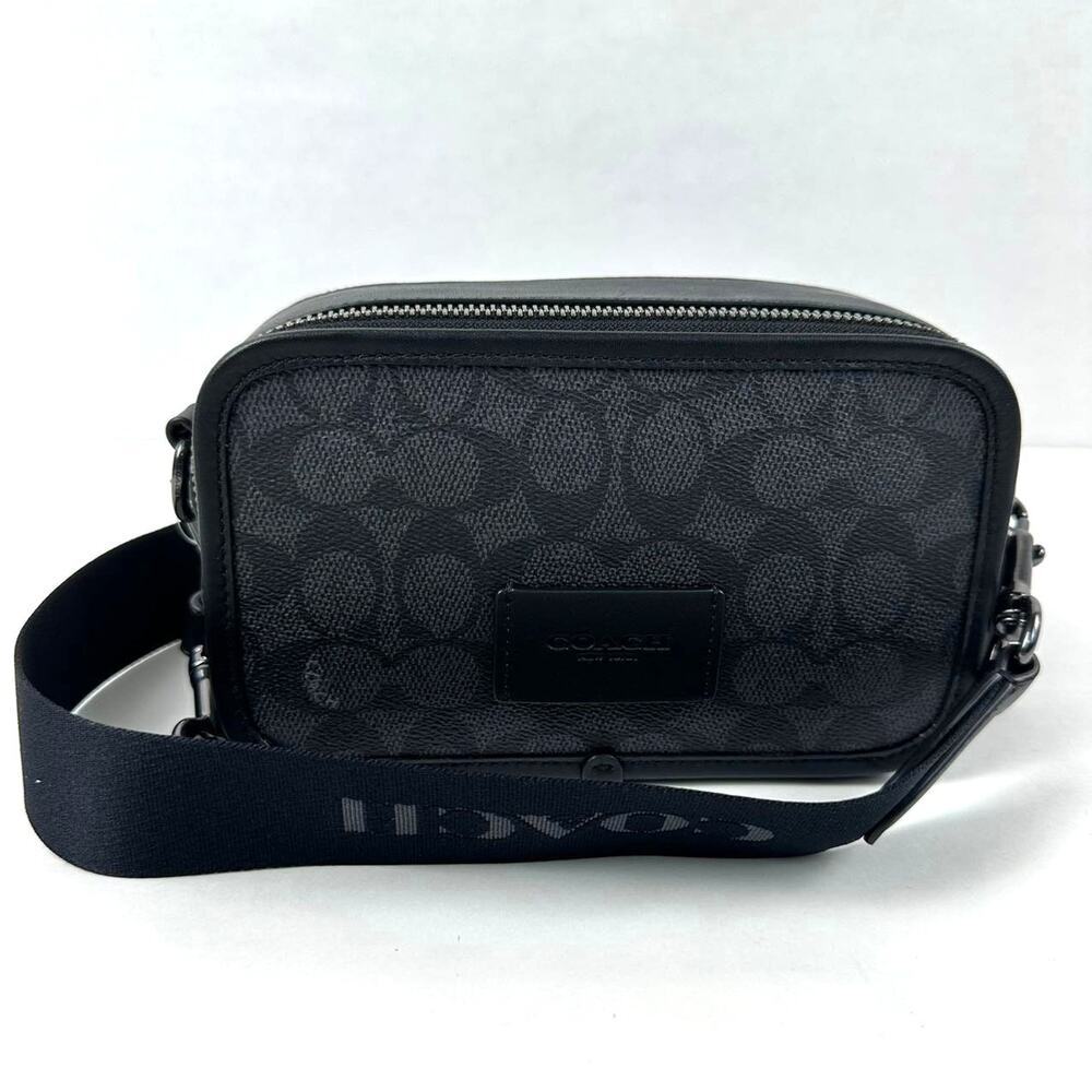 Coach Men's Wyatt Crossbody Bag Signature Canvas In Charcoal/Black CW365 NWT - Picture 4 of 10